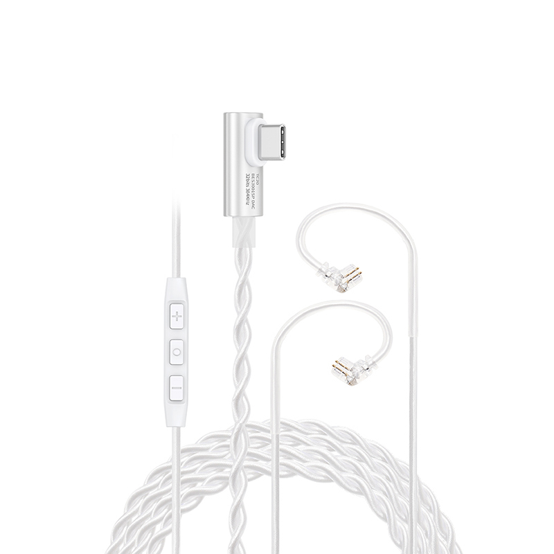 JCALLY TC20 Type-C Twist Silver-plated Earphone Cable Build in BES3001 SP DAC Chip with Mic