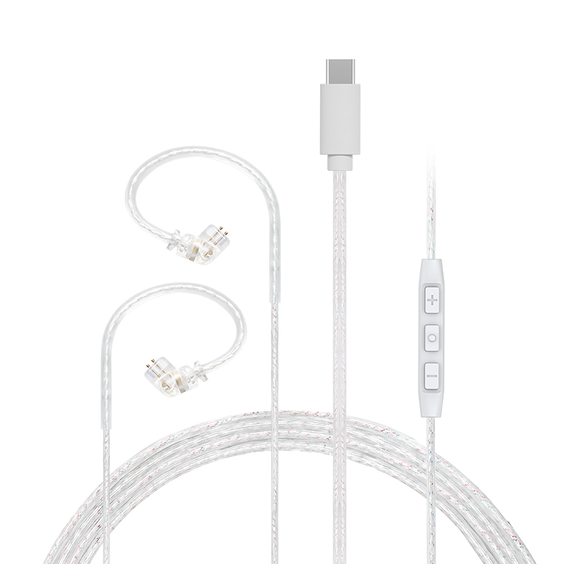 JCALLY PJ3 5N OFC Silver-plated Earphone Cable Built-in DAC Chip with Mic Type C Straight Plug Line