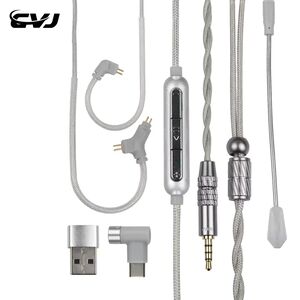 CVJ-HATO 2 interchangeable plug 3.5/Type-C gaming headset headphone cable 0.78mm with microphone about 2 meters long