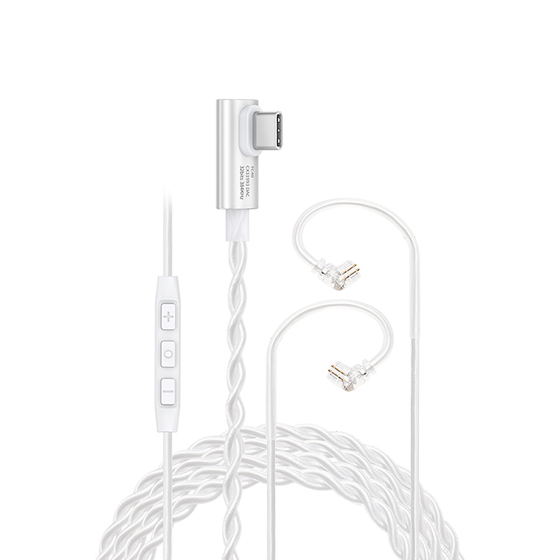 JCALLY TC40 Type C 8 Core Twist Silver plated Earphone Cable QDC Conexant CX31993 DAC Chip with Mic